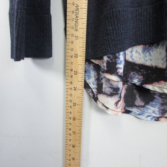 Club Monaco Layered Sweater Top Women M Black Split Back Boat Neck Casual 184 - Picture 6 of 7